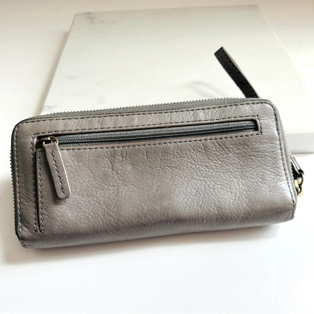 Fossil Gray Large Leather Wallet